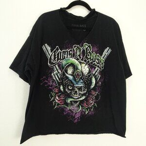 Guns N' Roses Women's T-Shirt V-Neck Cut Black XL Short Sleeve